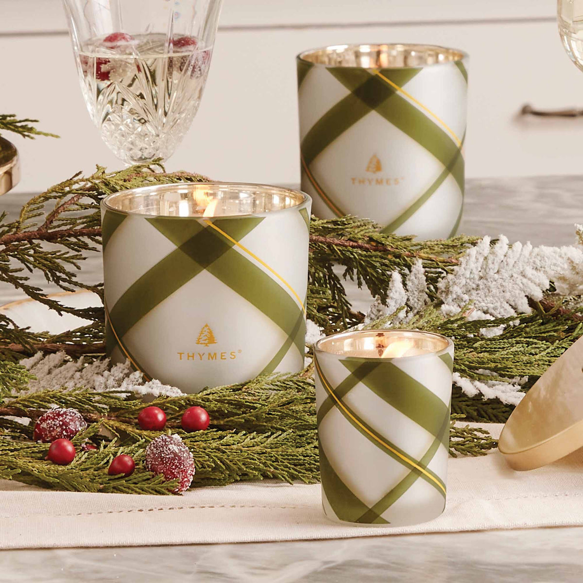 Frasier Fir® Frosted Plaid Medium Candle